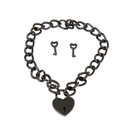 SublimLove Loveshop 42 Collier Chaine et Coeur Cadenas en Métal