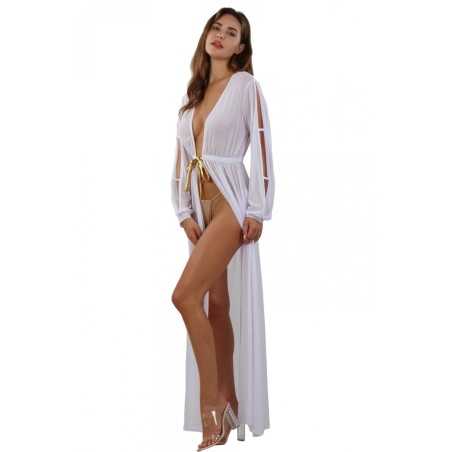 SublimLove Loveshop 42 Déshabillé Long Micro Résille Noué Doré