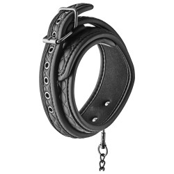SublimLove Loveshop 42 Collier Laisse Noir Simili Cuir Matelassé