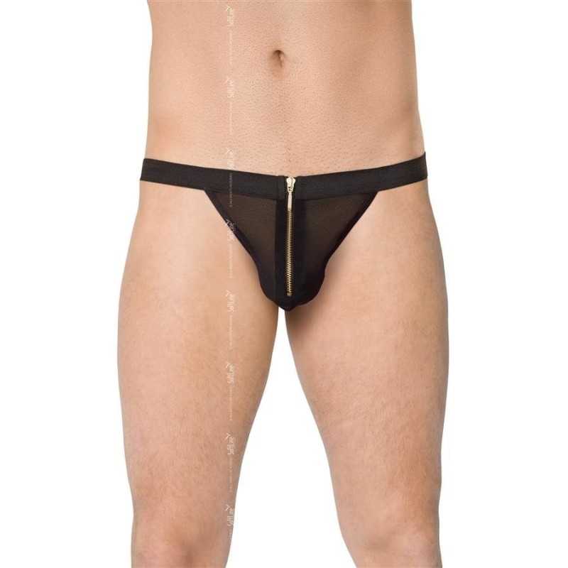 SublimLove Loveshop 42 String noir zip doré devant Homme SublimLove Loveshop 42 String noir zip doré devant Homme