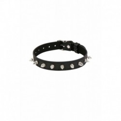 Collier Pointe Pics Simili Cuir Noir