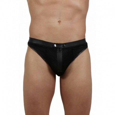 String Homme Micro Résille Wetlook Zip Devant