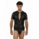 Chemise Homme Simili Cuir Manches Courtes Zip Devant