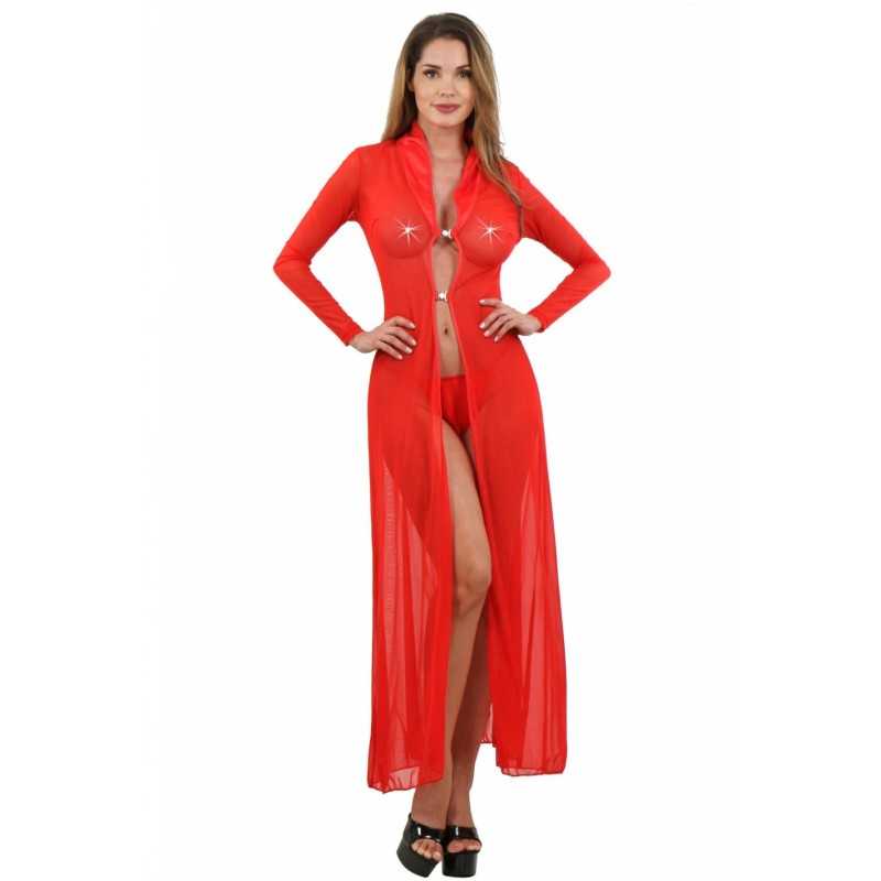 SublimLove Loveshop 42 Déshabillé Long Rouge Micro Résille SublimLove Loveshop 42 Déshabillé Long Rouge Micro Résille