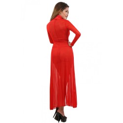 SublimLove Loveshop 42 Déshabillé Long Rouge Micro Résille