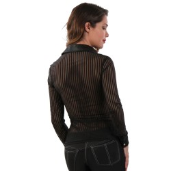 SublimLove Loveshop 42 Top Chemisier Rayé Tranparence Noire