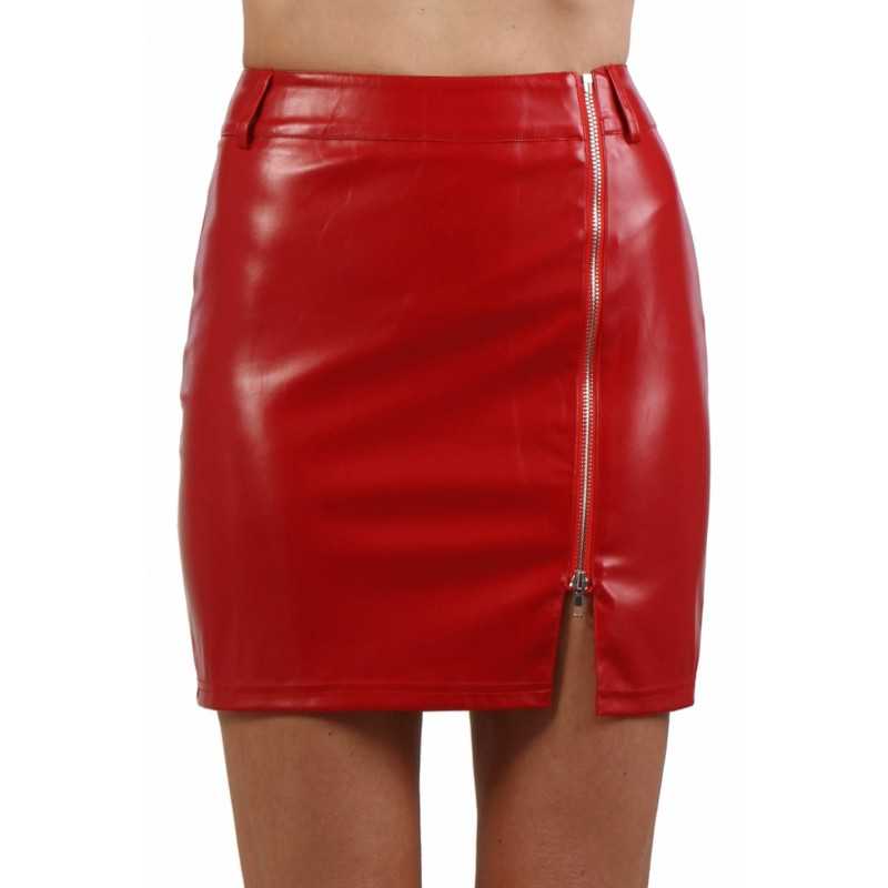 SublimLove Loveshop 42 Jupe Simili Cuir Fente Zip