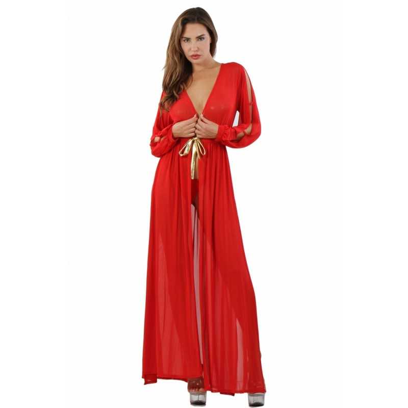 SublimLove Loveshop 42 Déshabillé Long Micro Résille Noué Doré SublimLove Loveshop 42 Déshabillé Long Micro Résille Noué Doré