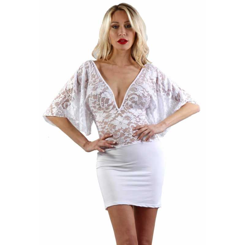 SublimLove Loveshop 42 Robe blanche haut dentelle