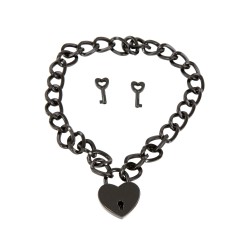 SublimLove Loveshop 42 Collier Chaine et Coeur Cadenas en Métal