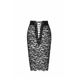 SublimLove Loveshop 42 Jupe Midi Dentelle Noire Laçage Dos F302