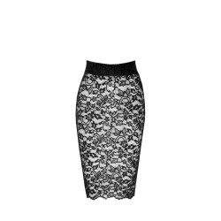 SublimLove Loveshop 42 Jupe Midi Dentelle Noire Laçage Dos F302