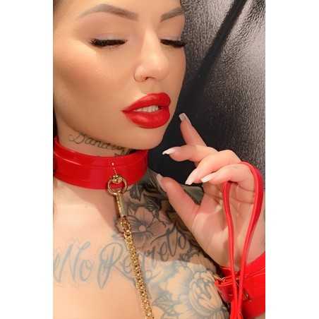 SublimLove Loveshop 42 Collier vernis rouge & Laisse or anneau