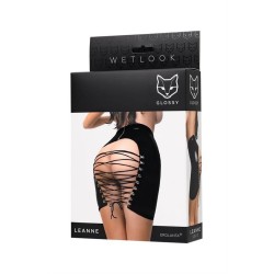 SublimLove Loveshop 42 Leanne jupe wetlook noir lacée dos
