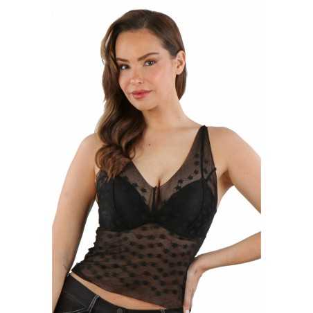 SublimLove Loveshop 42 Top micro résille noire fin motifs