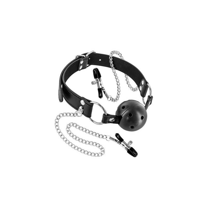 SublimLove Loveshop 42 Bâillon Boule Rigide Percée et Pince SublimLove Loveshop 42 Bâillon Boule Rigide Percée et Pince