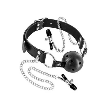 SublimLove Loveshop 42 Bâillon Boule Rigide Percée et Pince